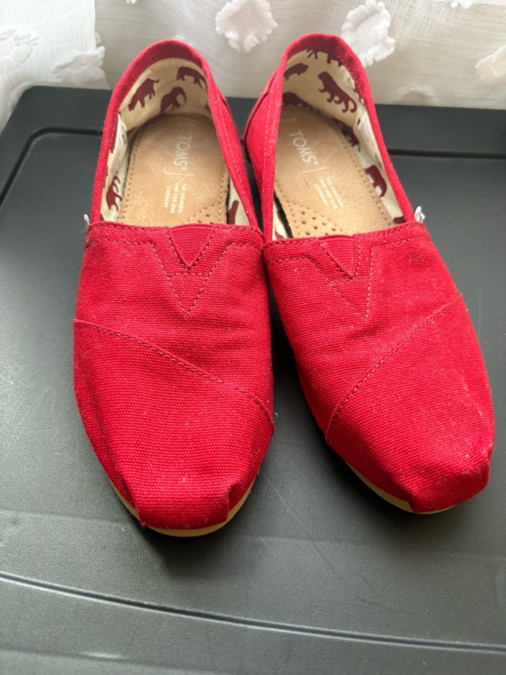 Toms Red Canvas Slip-On Pair